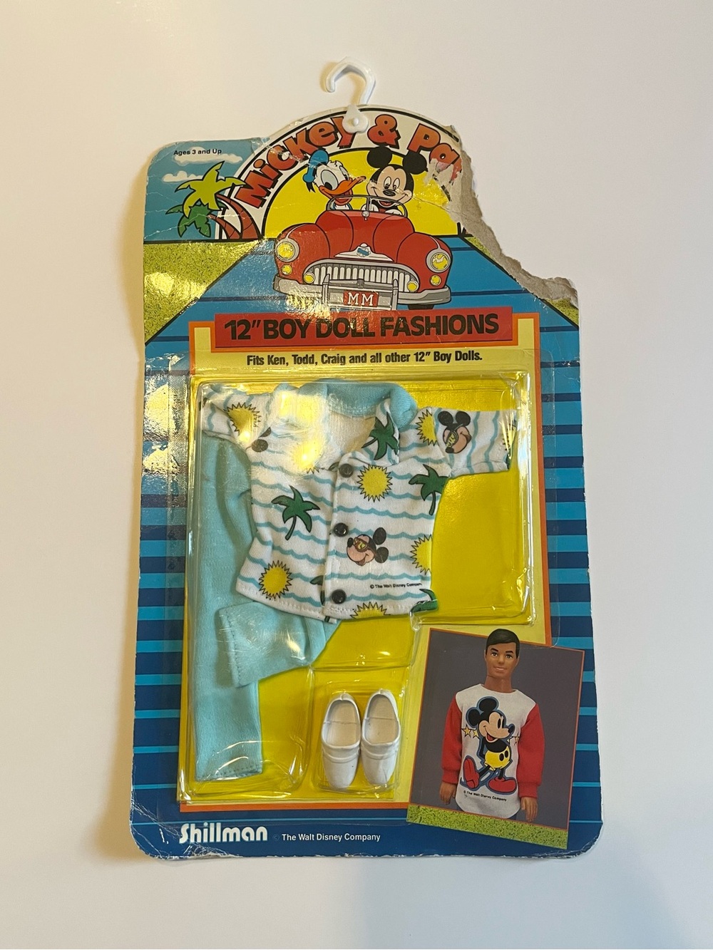 Vintage Disney 1986 Shillman Mickey & Pals 12" Boy Doll Outfit - Tropical Print